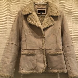 Jones New York Cream Faux Suede & Shearling Jacket